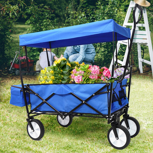 MOLAMOLA Folding Storage Wagon Garden Shopping Beach Outdoor Cart,Removable Roof Wayfair